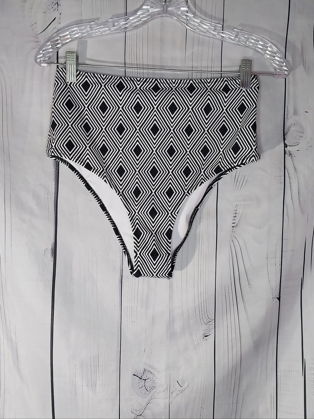 Cupshe Geometric High-Waist Bikini Bottoms - Black & White NWT